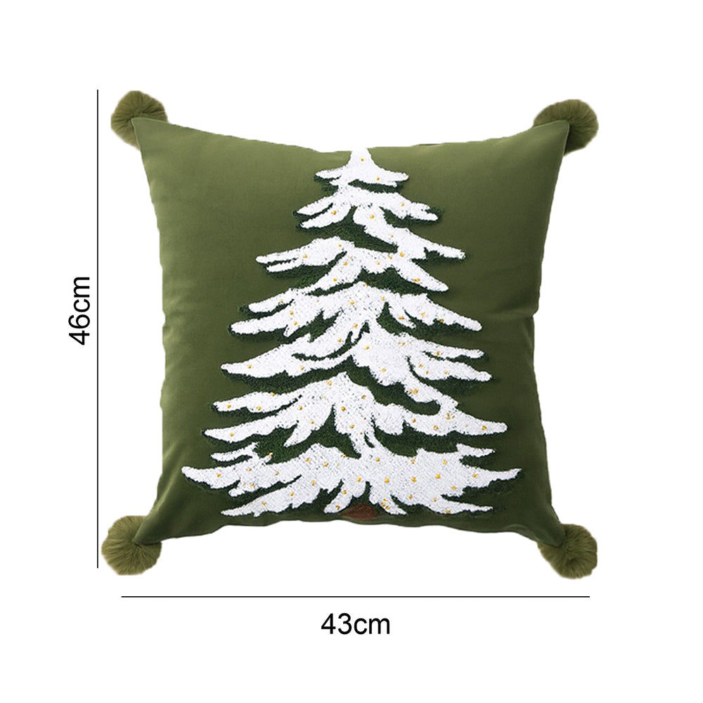 2 Pcs set of  Emroidered & Beadeded christmas Tree  Soft Fluffy XMAS Pillow,  Christmas Sofa Throw and Bedding Décor