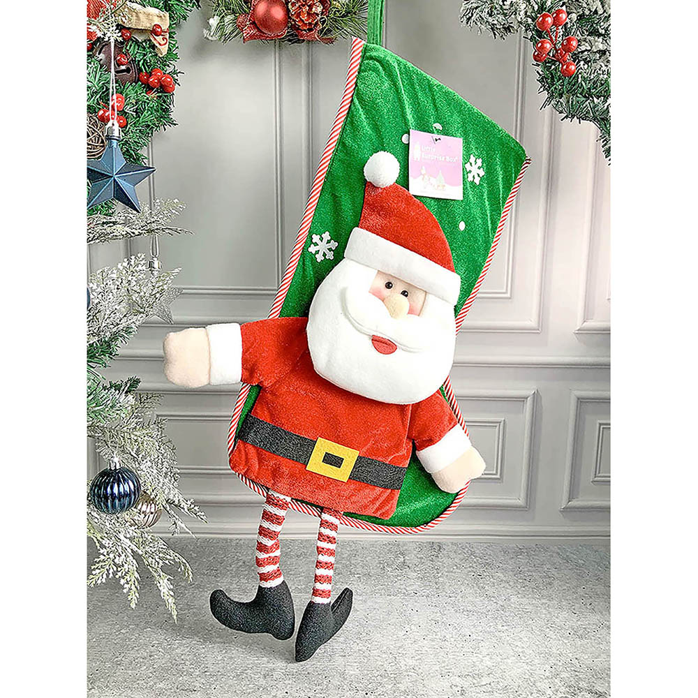 2 pcs set of Glitter Legs Santa & Snowman big size Christmas Stockings for Christmas Décor