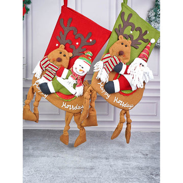 2 pcs set of Knot Legs Santa & Snowman big size Christmas Stockings for Christmas Décor