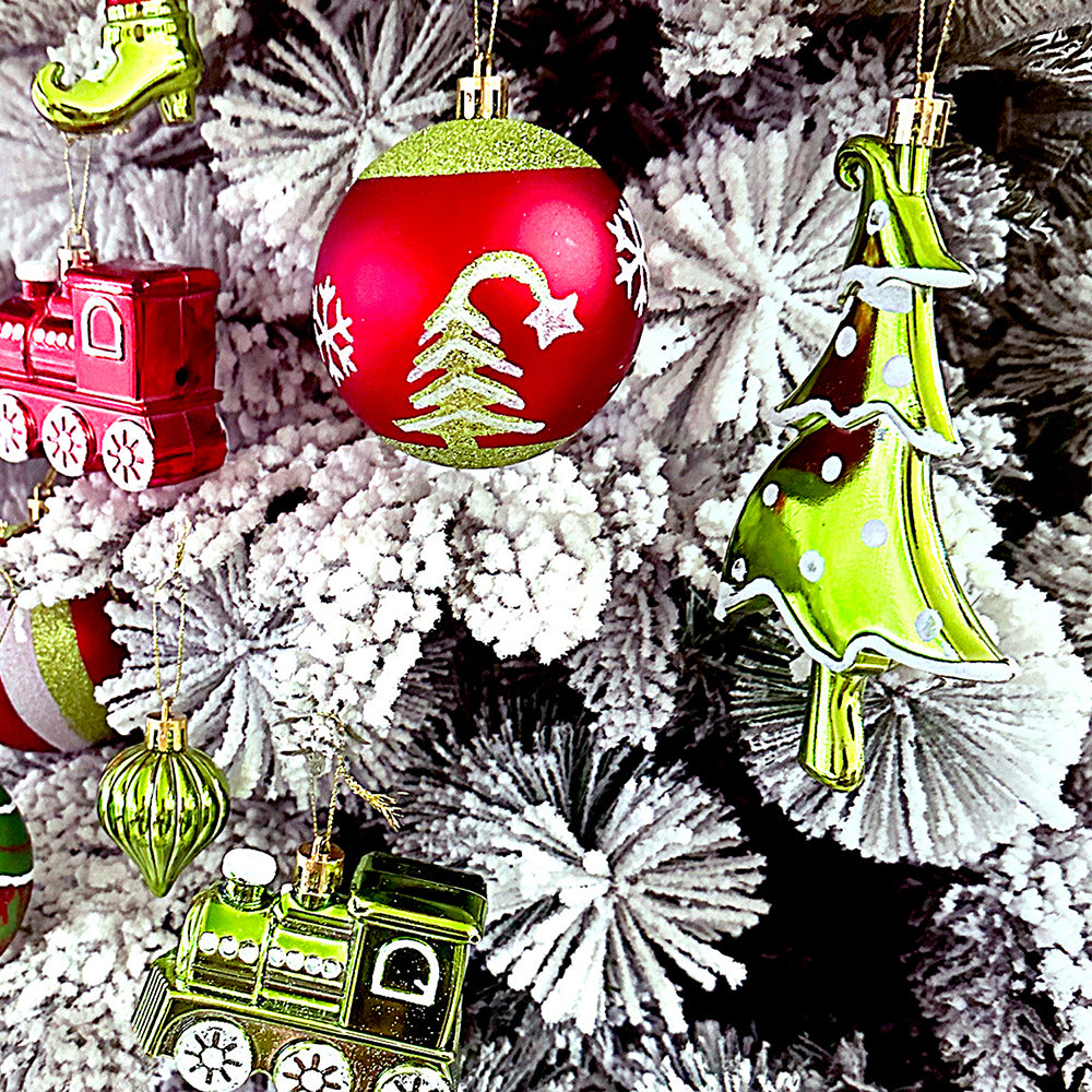 34 pcs Grinch Green & Red Christmas Tree ornaments XMAS Tree decoration set