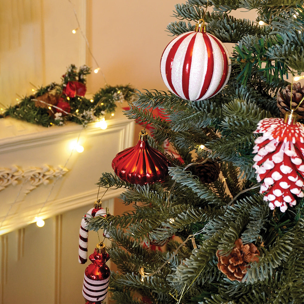 39 pcs Red White Donuts & Candies themed Christmas Balls tree hanging, XMAS Decoration set.