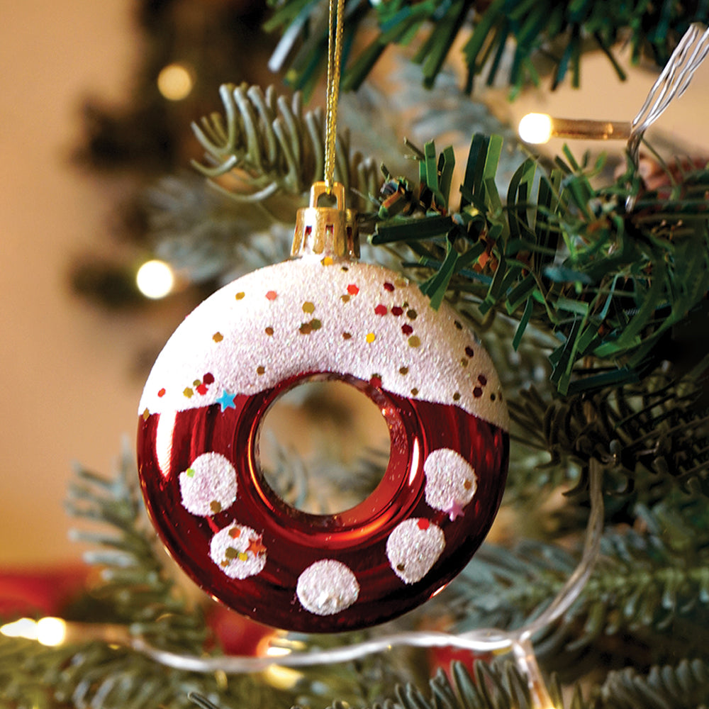 39 pcs Red White Donuts & Candies themed Christmas Balls tree hanging, XMAS Decoration set.