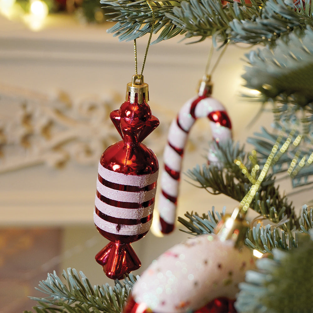 39 pcs Red White Donuts & Candies themed Christmas Balls tree hanging, XMAS Decoration set.