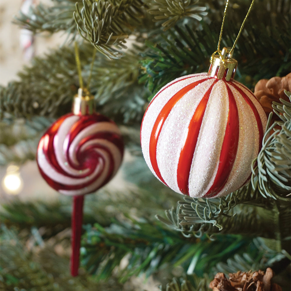 39 pcs Red Stars and White Swirls themed Christmas Balls tree hanging, XMAS Decoration set.