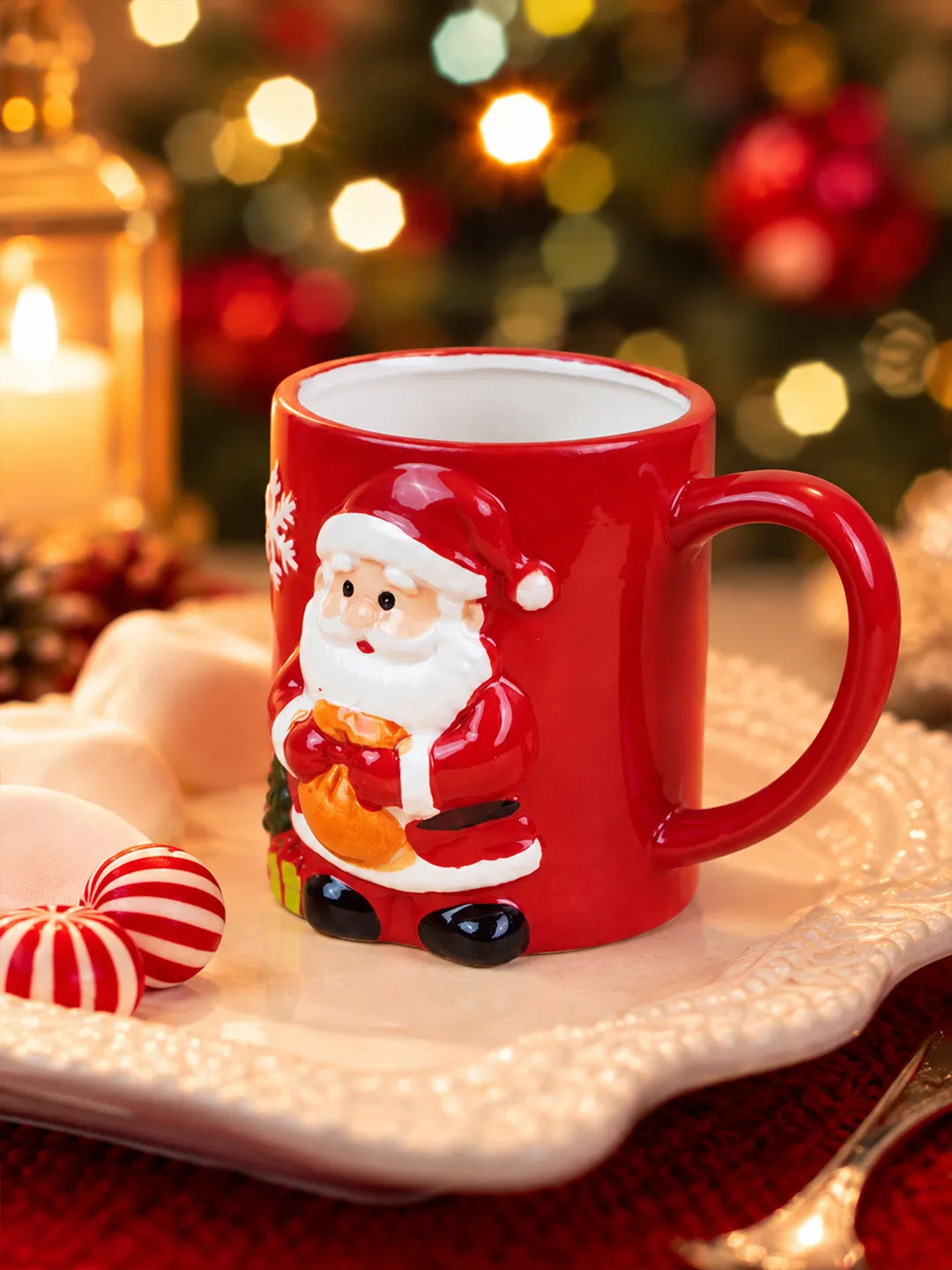 3D Santa with Sack Ceramic Hot Chocolate and Coffee Christmas Mug