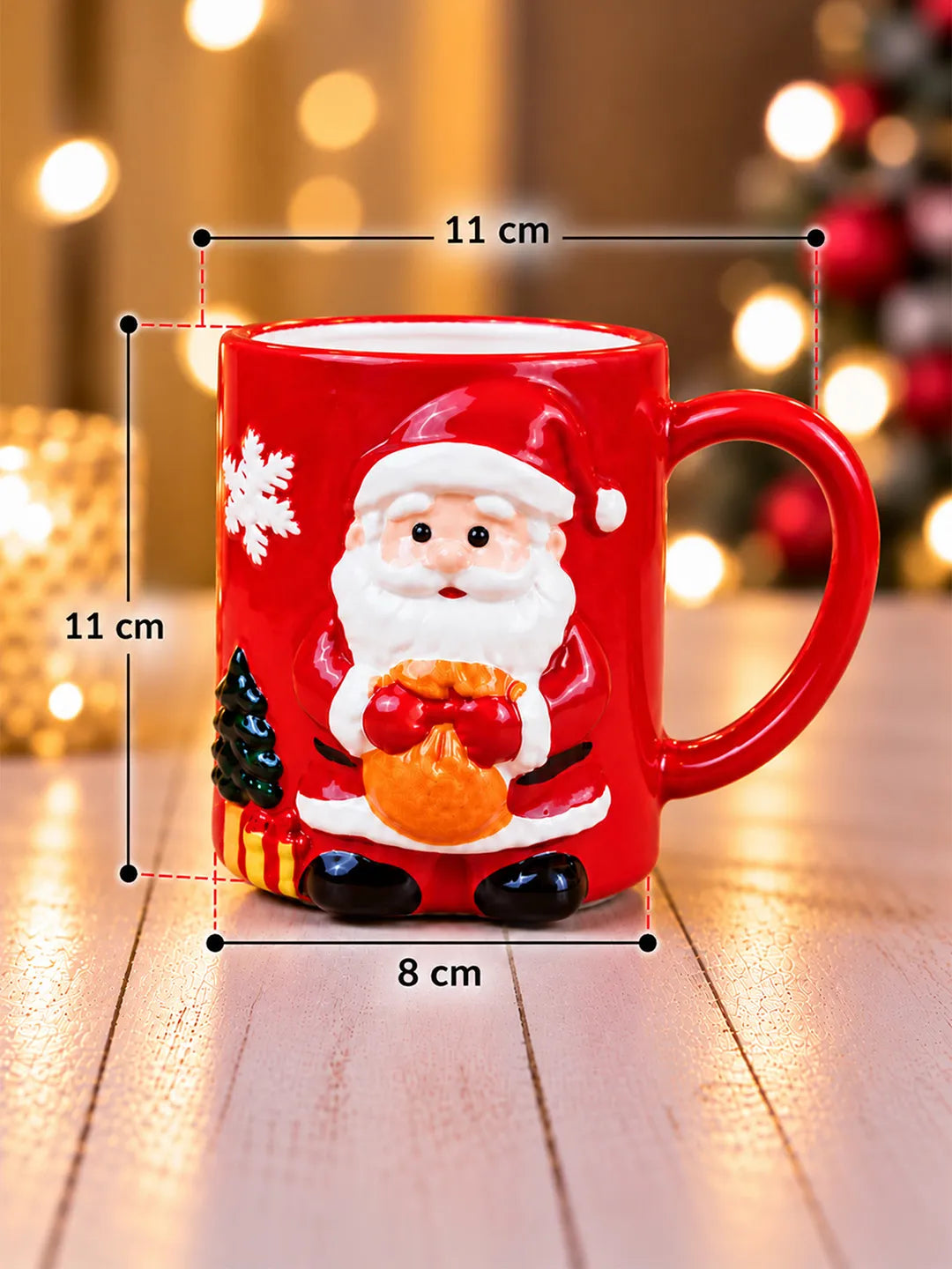 3D Santa with Sack Ceramic Hot Chocolate and Coffee Christmas Mug