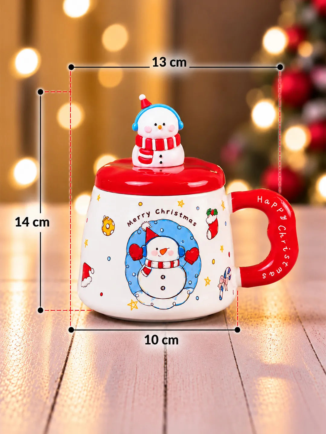 Snowman 3D Lid Ceramic Hot Chocolate and Coffee Christmas Mug