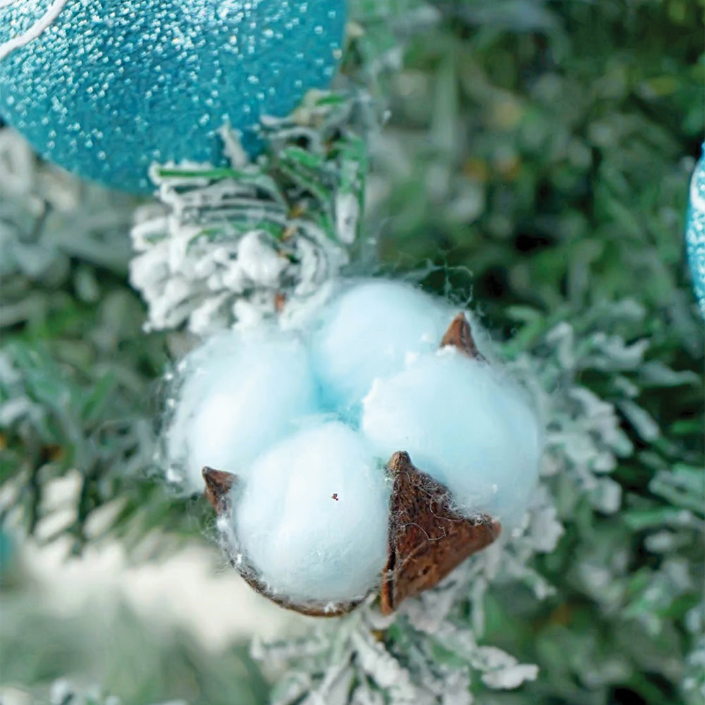 3 feet Pastel Blue Swirl Snowy Bushy Christmas Tree readily filled with ball ornament and Fillers