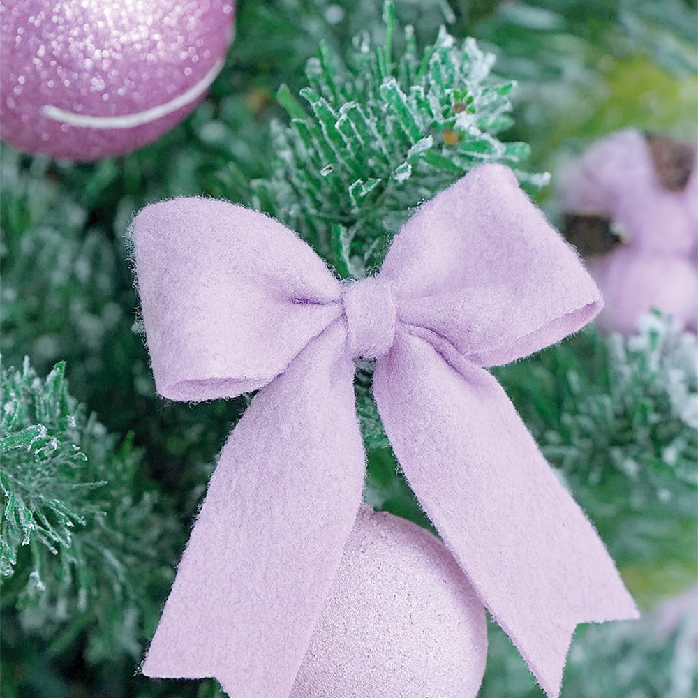 3 feet Pastel Purple Swirl Snowy Bushy Christmas Tree filled with balls and ornament Fillers