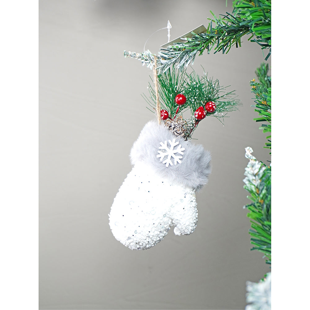 3 pcs Silver Furry Winter Accessories themed Christmas Tree Ornaments