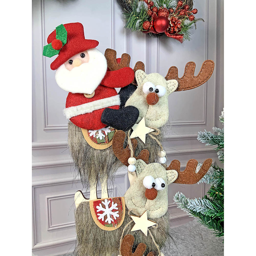 3tier Wooden MDF Stacked Reindeer & Santa christmas Home and Office Décor