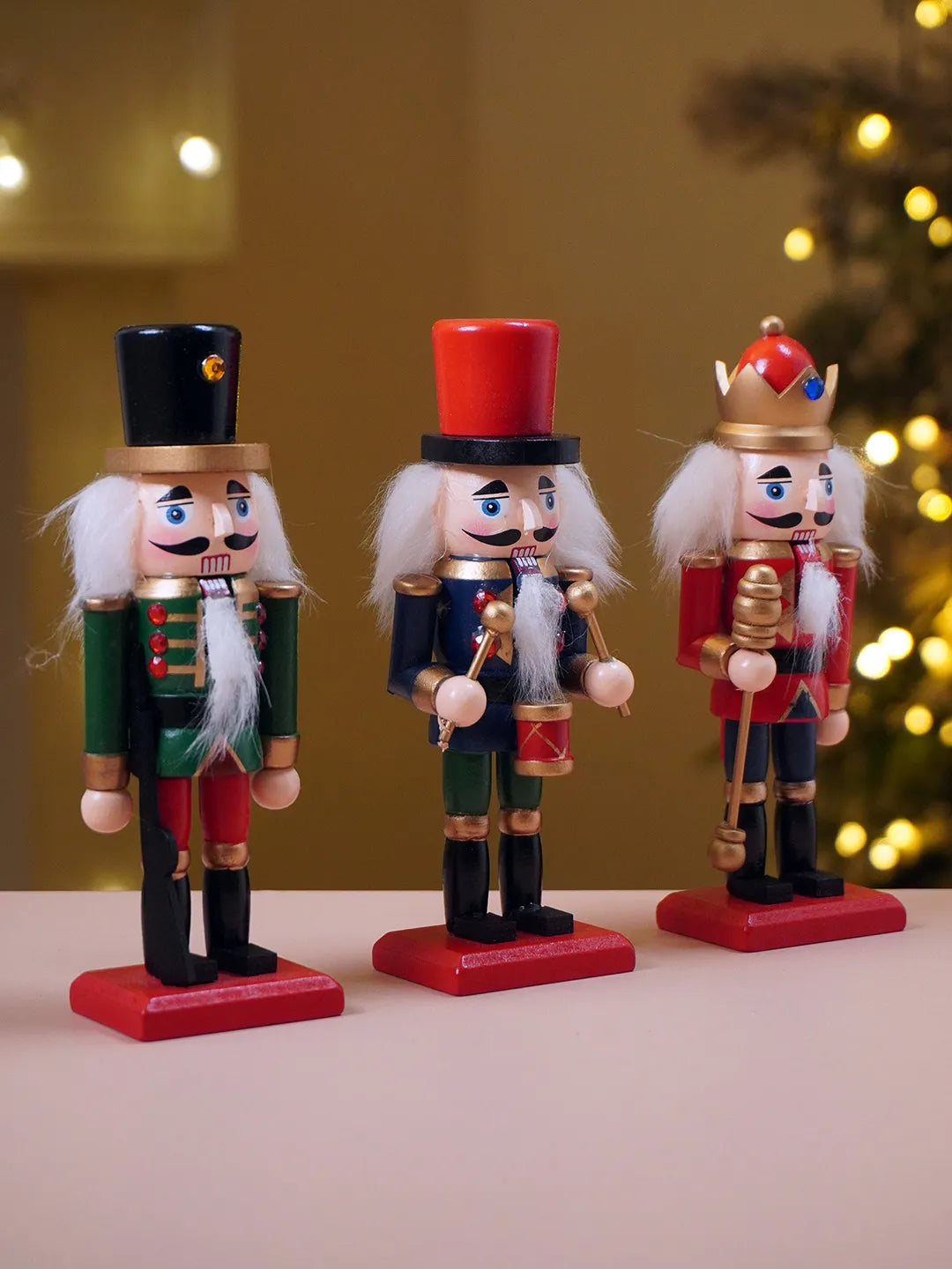 Royal Multicolour Set of 3 Wooden Nutcrackers, Christmas Table Décor,6.2 inches ht