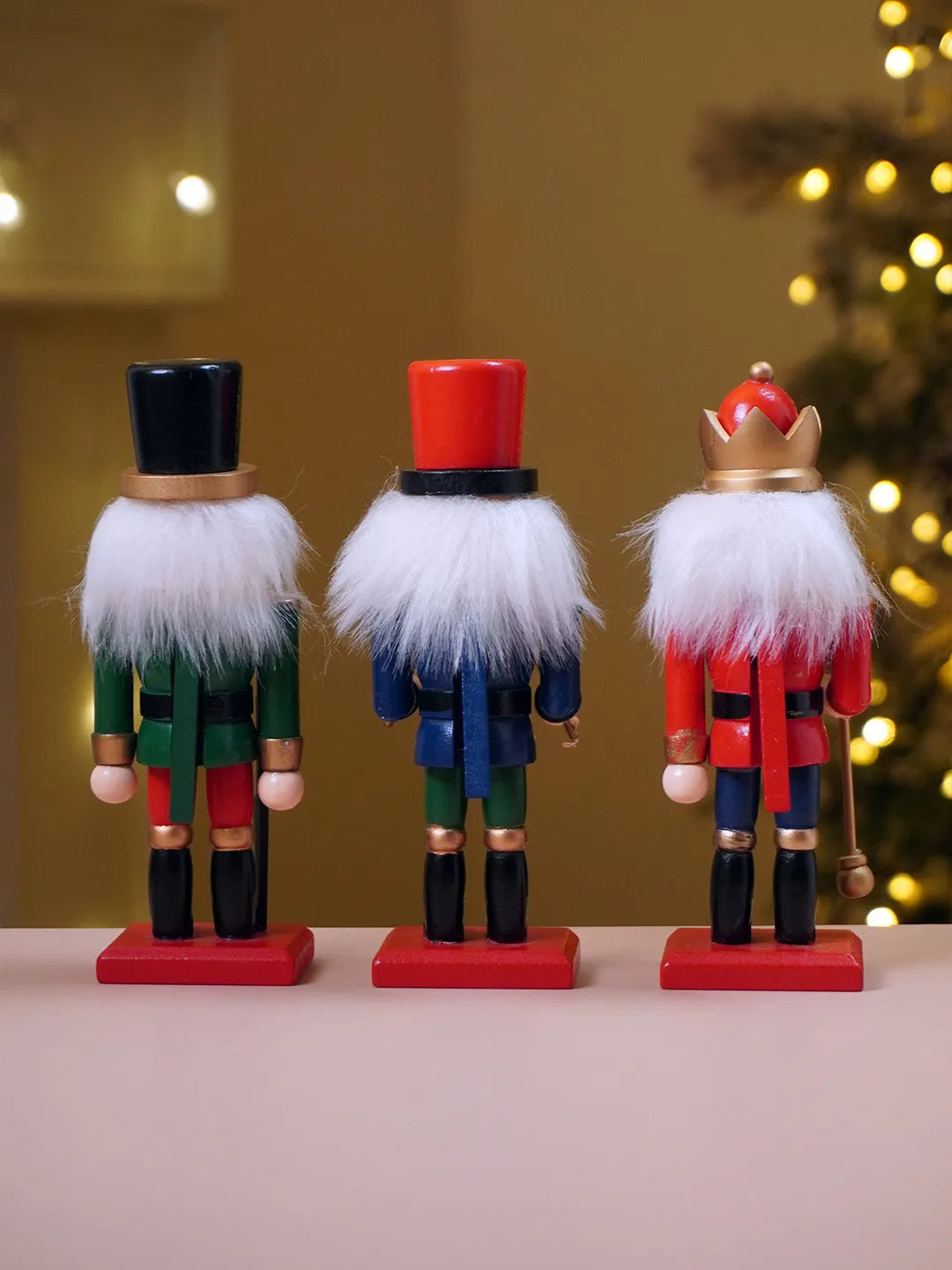 Royal Multicolour Set of 3 Wooden Nutcrackers, Christmas Table Décor,6.2 inches ht