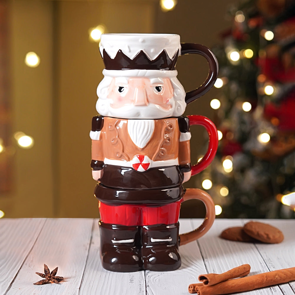 Nutcracker themed 3pcs Hot chocolate and Coffee Christmas Mugs Set.