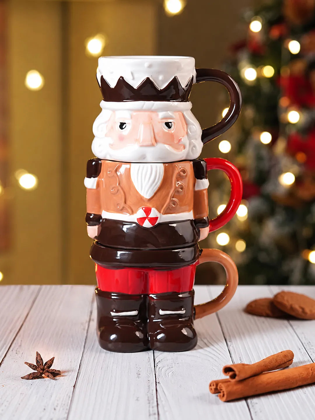 Nutcracker themed 3pcs Hot chocolate and Coffee Christmas Mugs Set.