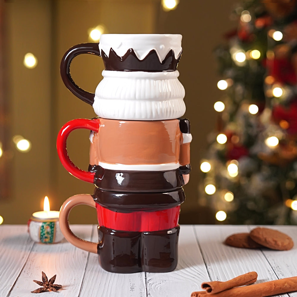 Nutcracker themed 3pcs Hot chocolate and Coffee Christmas Mugs Set.