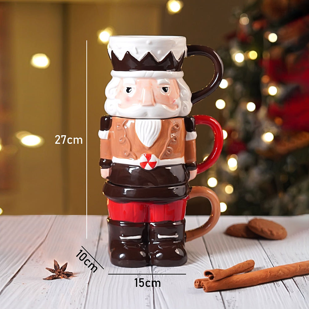 Nutcracker themed 3pcs Hot chocolate and Coffee Christmas Mugs Set.