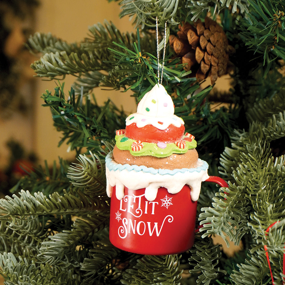 3 pcs set of Cream Hot Chocolate Cup Christmas Tree Ornament