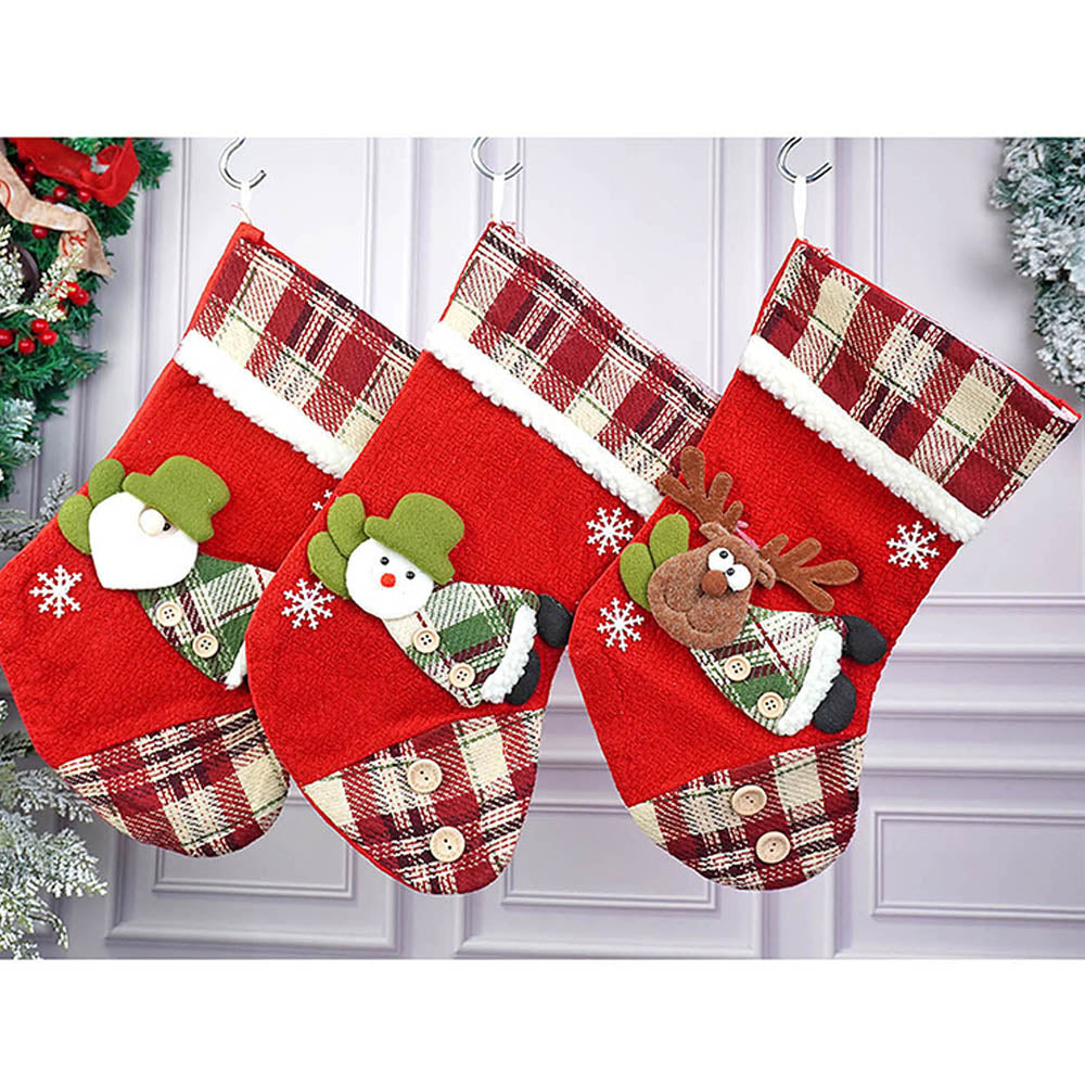 3pcs combo medium, 13 inches 3d Stockings for gifts and Christmas Décor