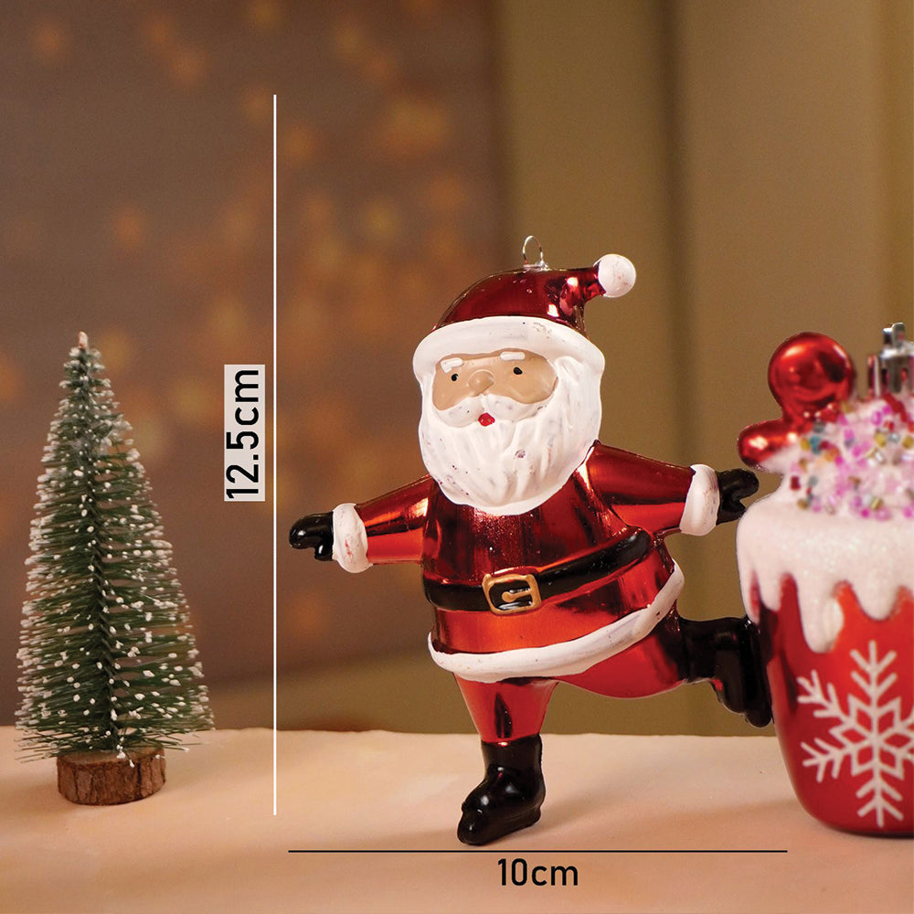 3pcs set of Shiny Red Santa, Elf and  Marshmallow Mug christmas Tree Ornaments