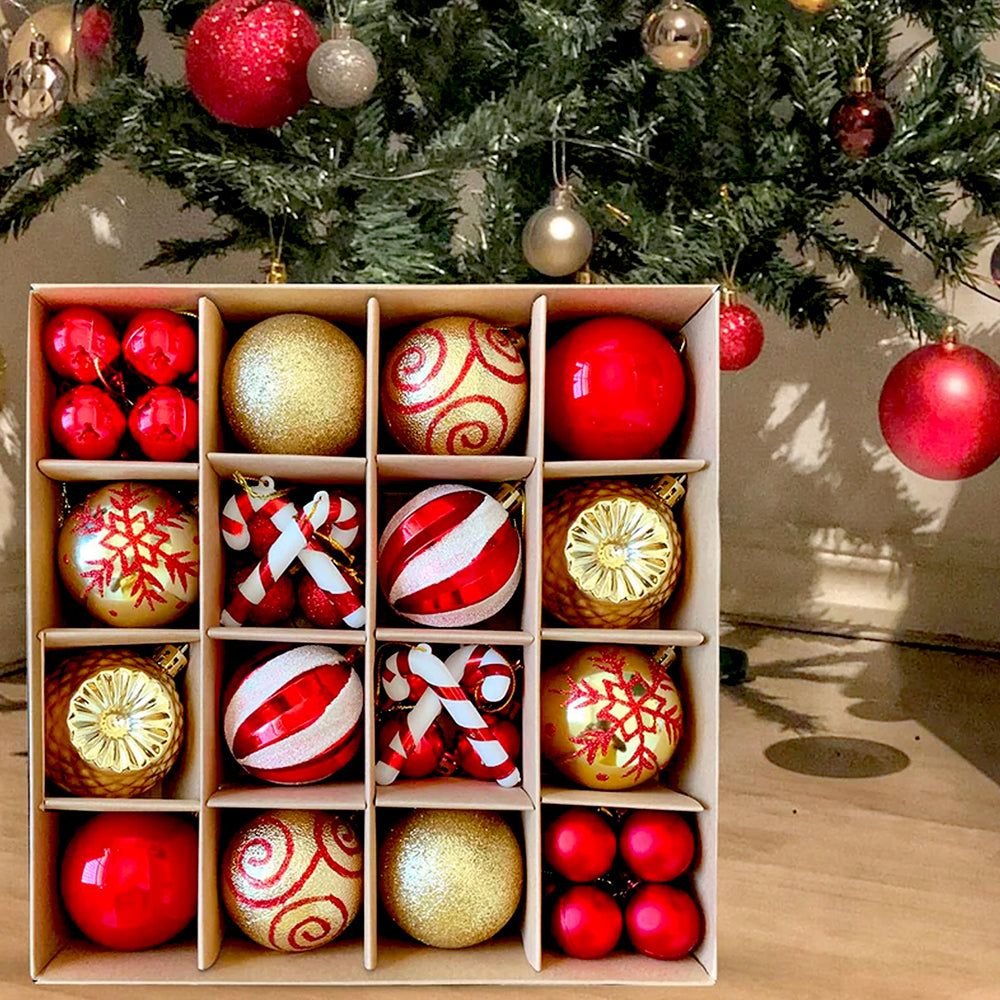 40pcs Candy Canes Red & Gold Christmas Tree Balls and xmas Tree decoration set