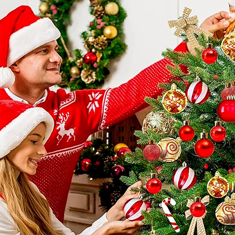 40pcs Candy Canes Red & Gold Christmas Tree Balls and xmas Tree decoration set