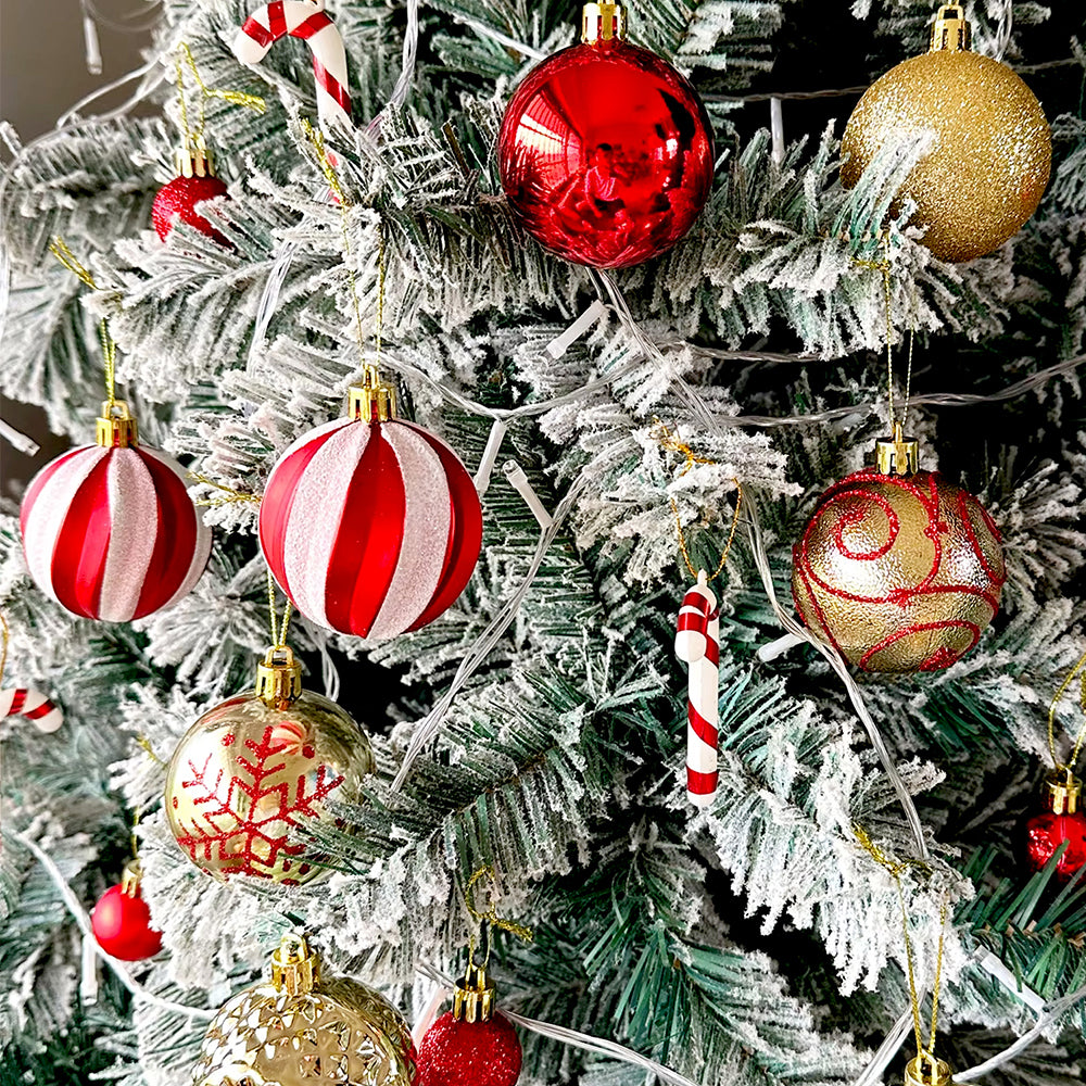 40pcs Candy Canes Red & Gold Christmas Tree Balls and xmas Tree decoration set