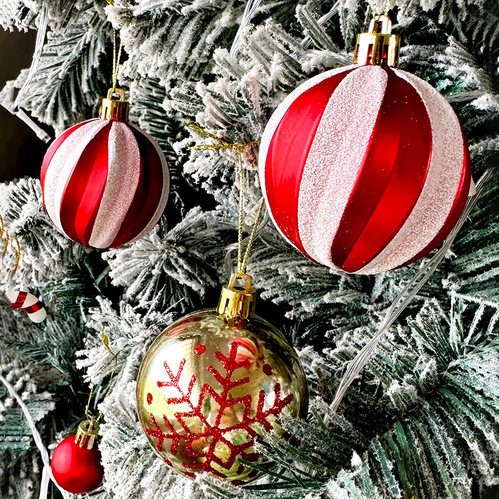 40pcs Candy Canes Red & Gold Christmas Tree Balls and xmas Tree decoration set