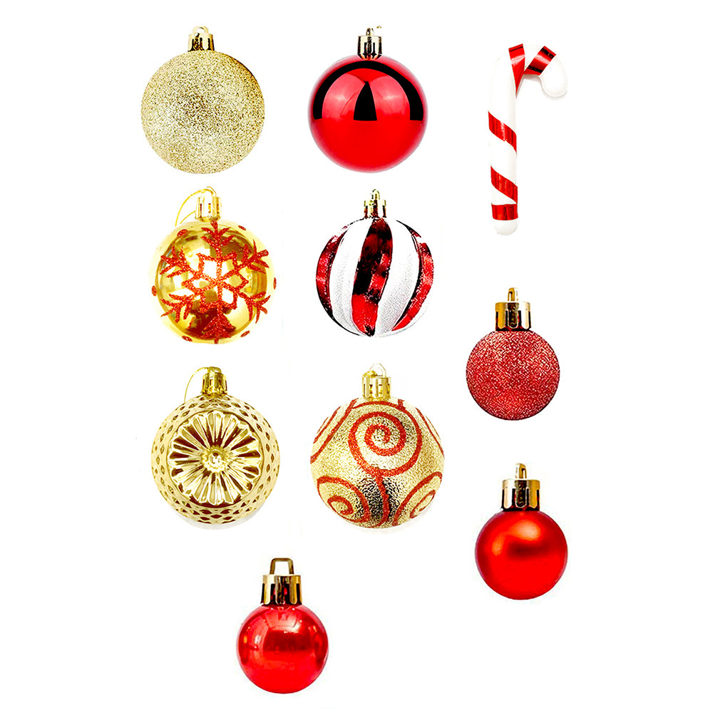 40pcs Candy Canes Red & Gold Christmas Tree Balls and xmas Tree decoration set