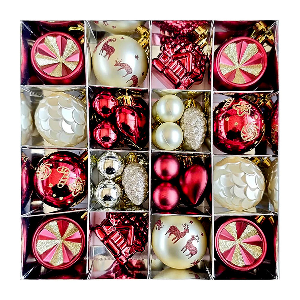 40pcs  Maroon Sequenced with Gold Christmas Tree Balls and xmas Tree decoration set