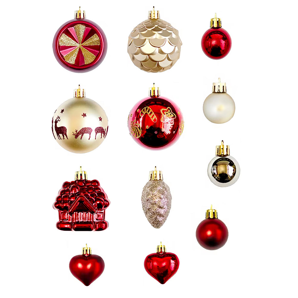 40pcs  Maroon Sequenced with Gold Christmas Tree Balls and xmas Tree decoration set