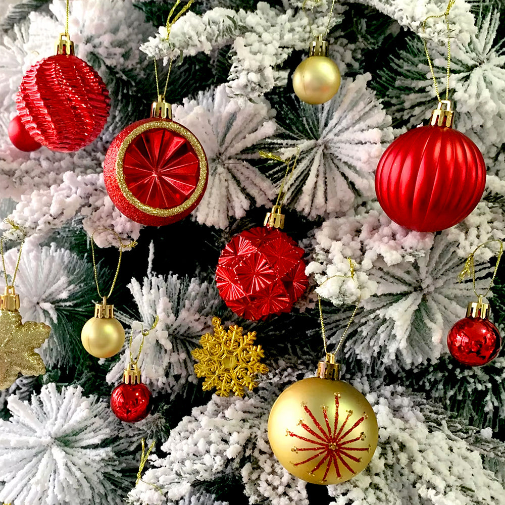 40pcs  Red Sequenced with Gold Christmas Tree Balls and xmas Tree decoration set