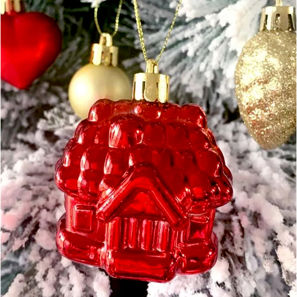 40pcs  Red Sequenced with Gold Christmas Tree Balls and xmas Tree decoration set