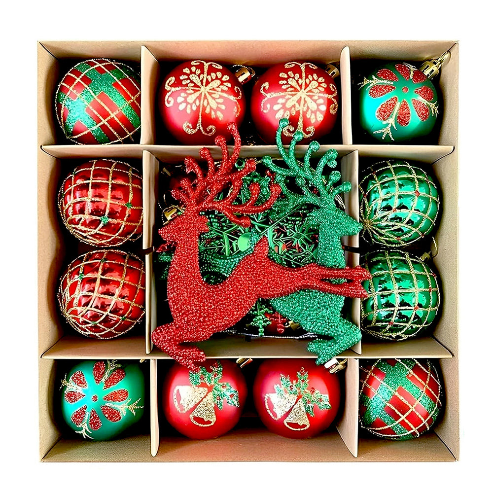 40pcs Red Green Reindeer Christmas Tree ornaments XMAS Tree decoration set