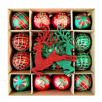 40pcs Red Green Reindeer Christmas Tree ornaments XMAS Tree decoration set
