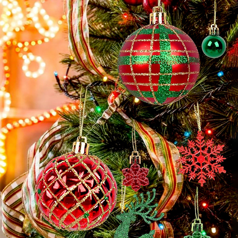 40pcs Red Green Reindeer Christmas Tree ornaments XMAS Tree decoration set