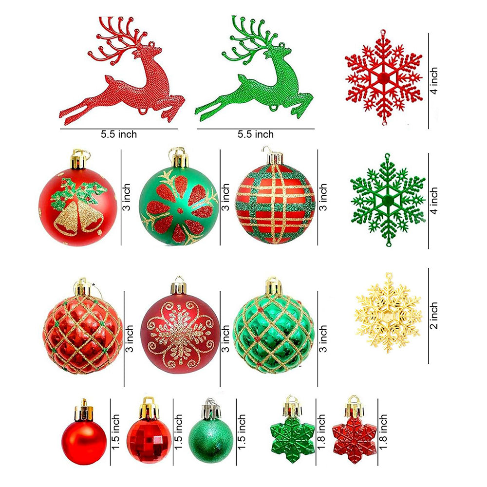 40pcs Red Green Reindeer Christmas Tree ornaments XMAS Tree decoration set