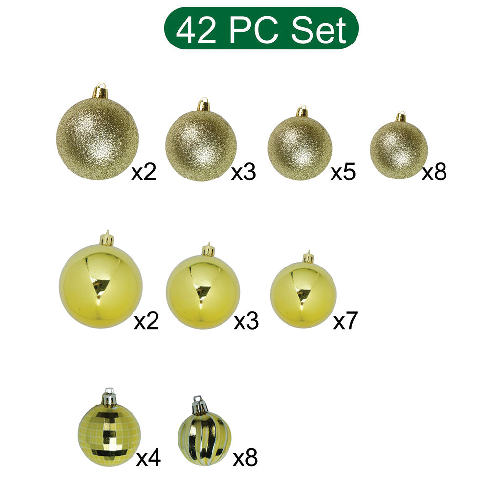 42 pcs  Gold Shiny Mix themed Christmas Balls tree hanging, XMAS Decoration set.