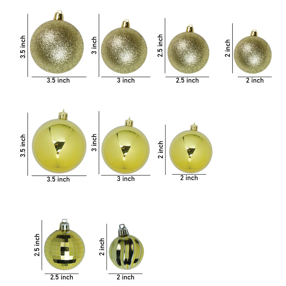 42 pcs  Gold Shiny Mix themed Christmas Balls tree hanging, XMAS Decoration set.