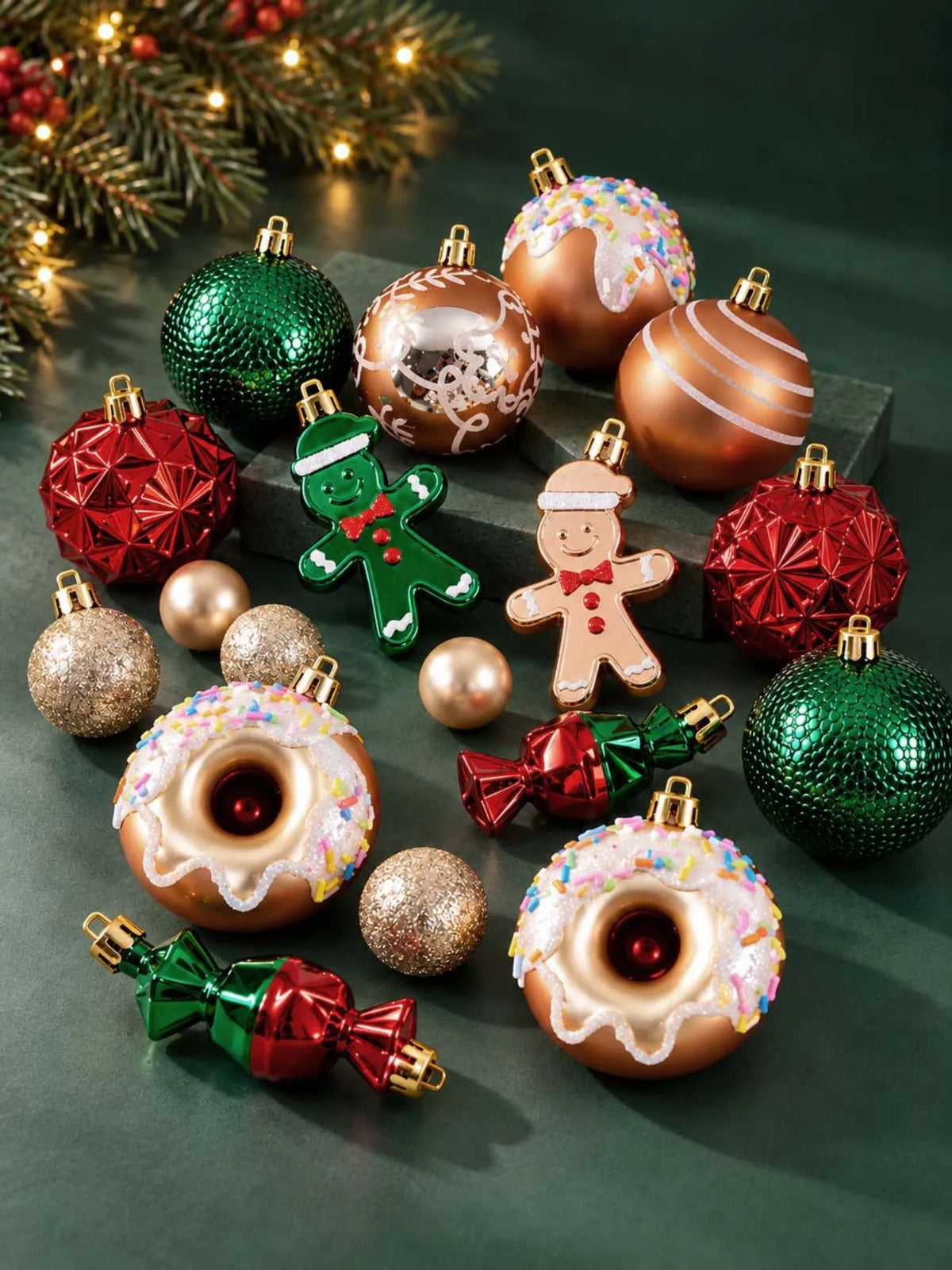 42 pcs Gingerbread Candyland Christmas Tree Ornaments, Xmas Tree Decoration Balls Set
