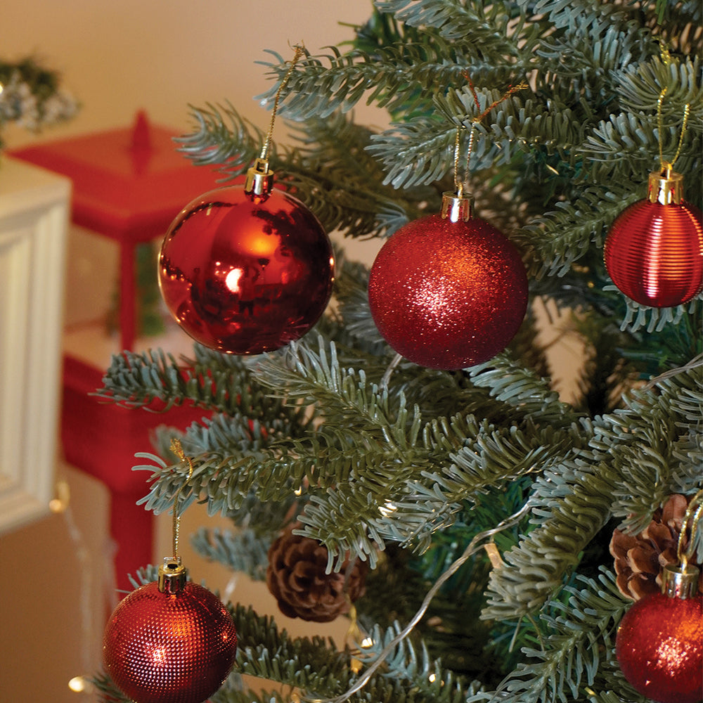 45 pcs  Red Shiny Mix themed Christmas Balls tree hanging, XMAS Decoration set.