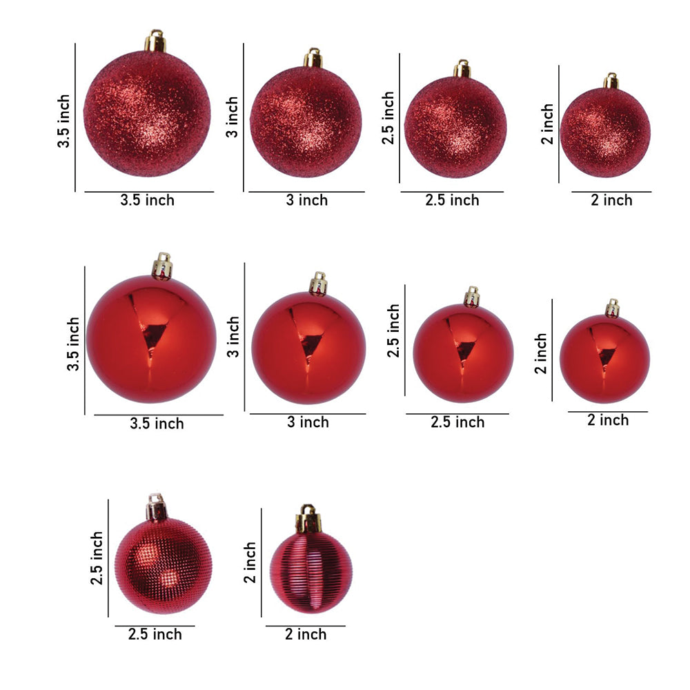 45 pcs  Red Shiny Mix themed Christmas Balls tree hanging, XMAS Decoration set.