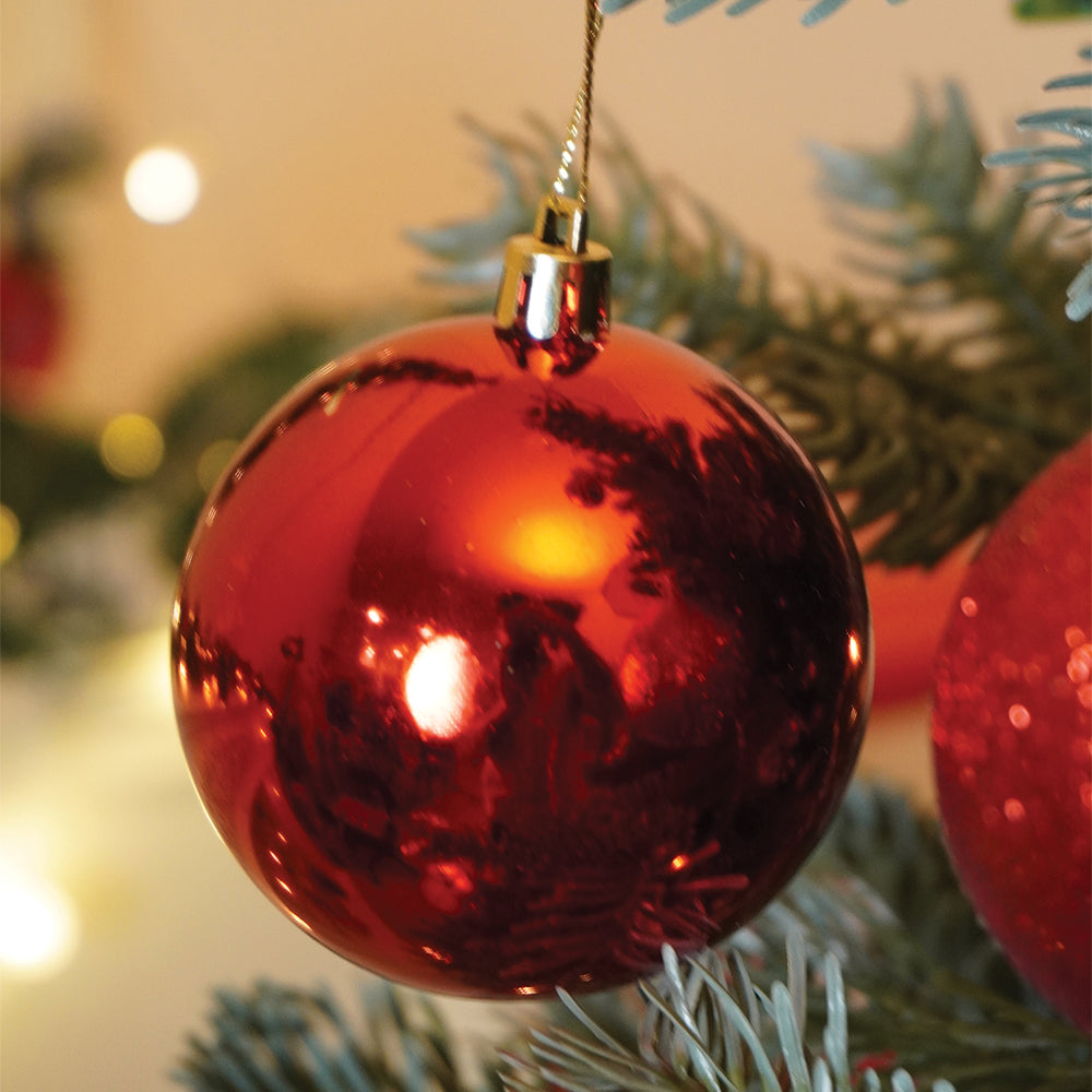 45 pcs  Red Shiny Mix themed Christmas Balls tree hanging, XMAS Decoration set.