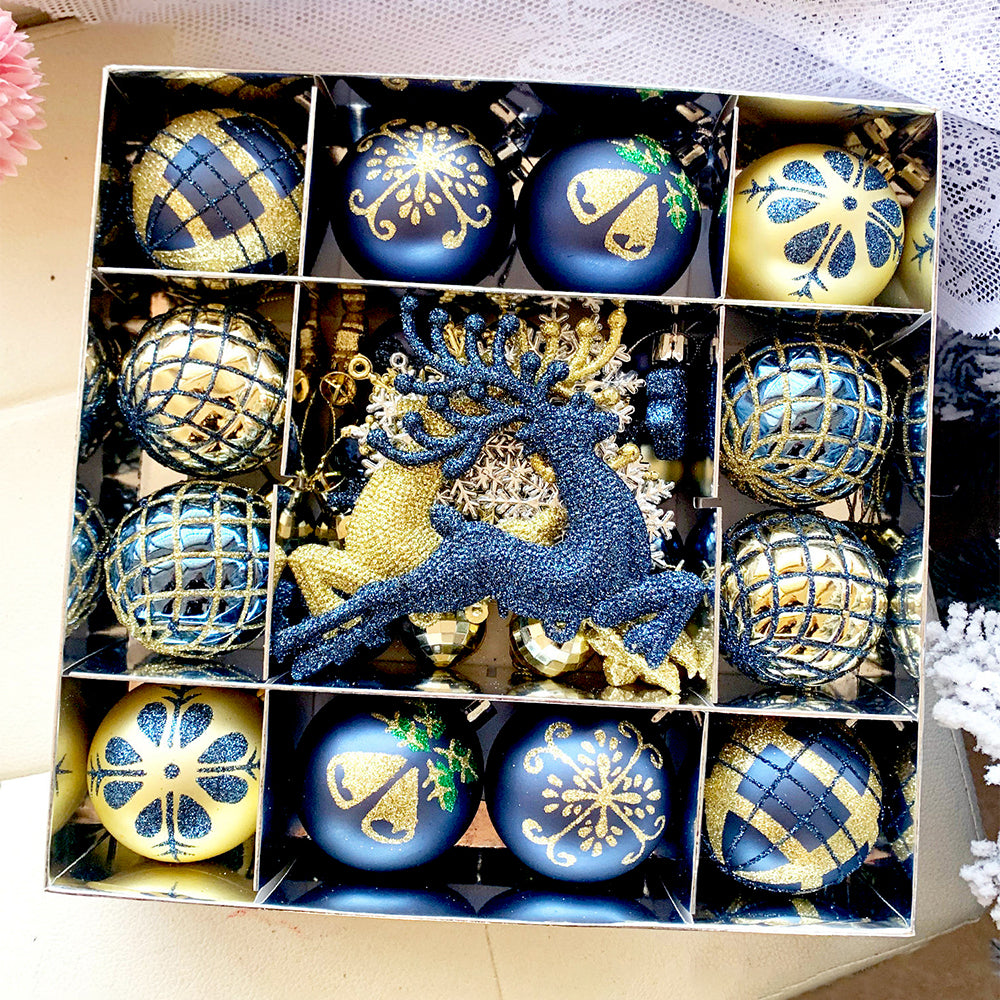 45pcs Midnight Blue & Gold Christmas Tree ornaments XMAS Tree decoration set