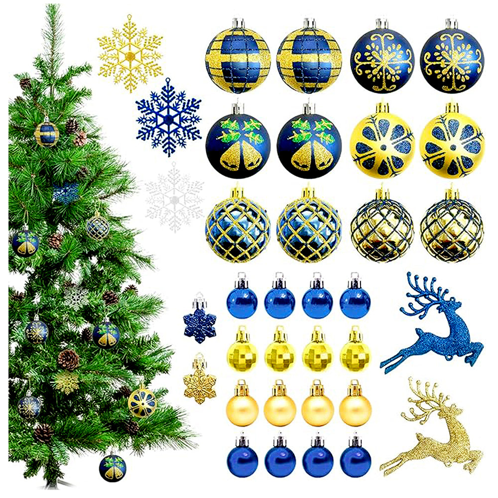 45pcs Midnight Blue & Gold Christmas Tree ornaments XMAS Tree decoration set