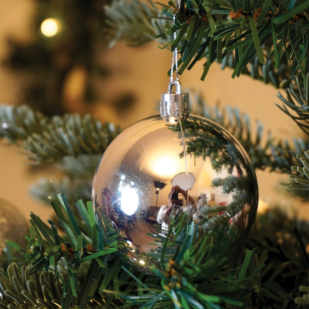 46 pcs  Silver Shiny Mix themed Christmas Balls tree hanging, XMAS Decoration set.