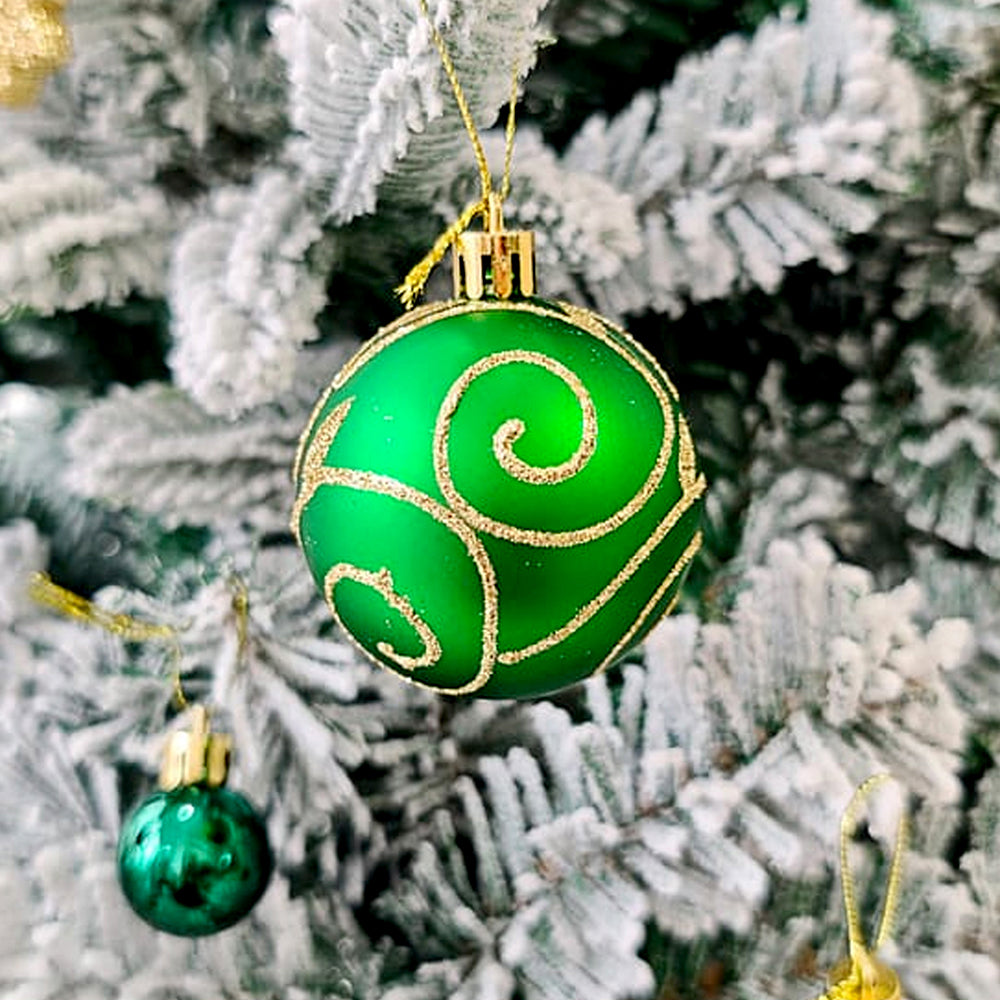 46pcs  Stripes & Flakes Red, Green Gold Christmas Tree Balls and xmas Tree decoration set