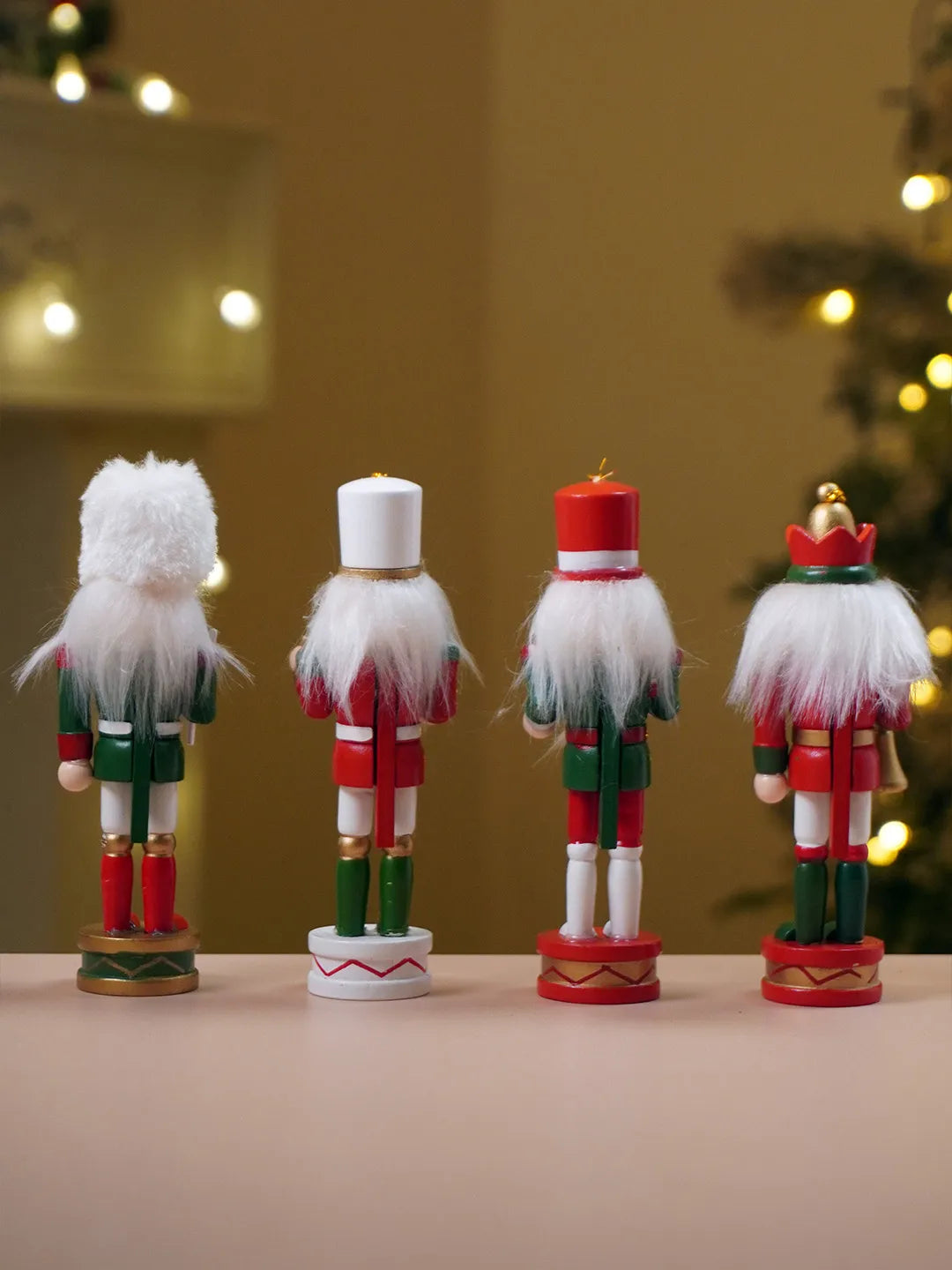 Christmas Band Set of 4 Wooden Nutcrackers, Christmas Tree Ornaments,( 5.1 inches Ht)