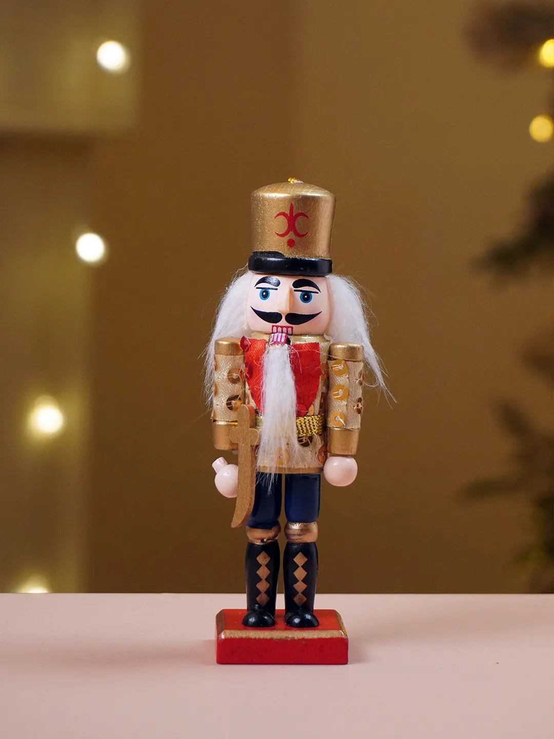 Royal Glitter Set of 4 Wooden Nutcrackers, Christmas Tree Ornaments, 5.1 inches ht
