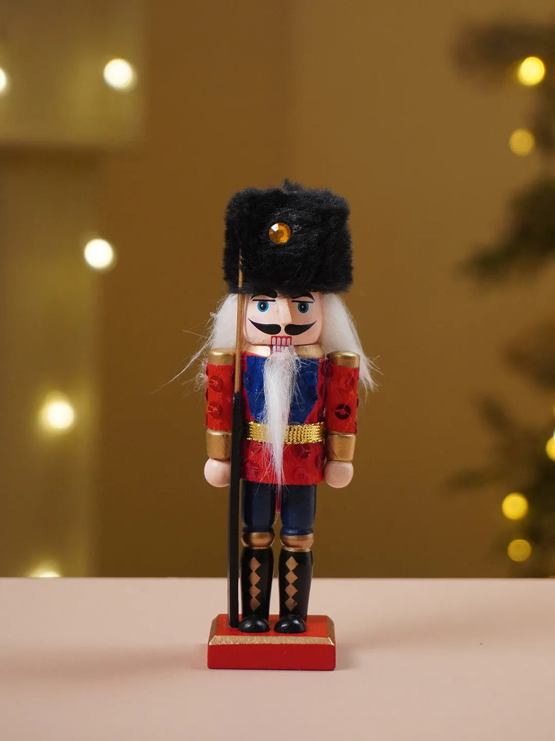 Royal Glitter Set of 4 Wooden Nutcrackers, Christmas Tree Ornaments, 5.1 inches ht